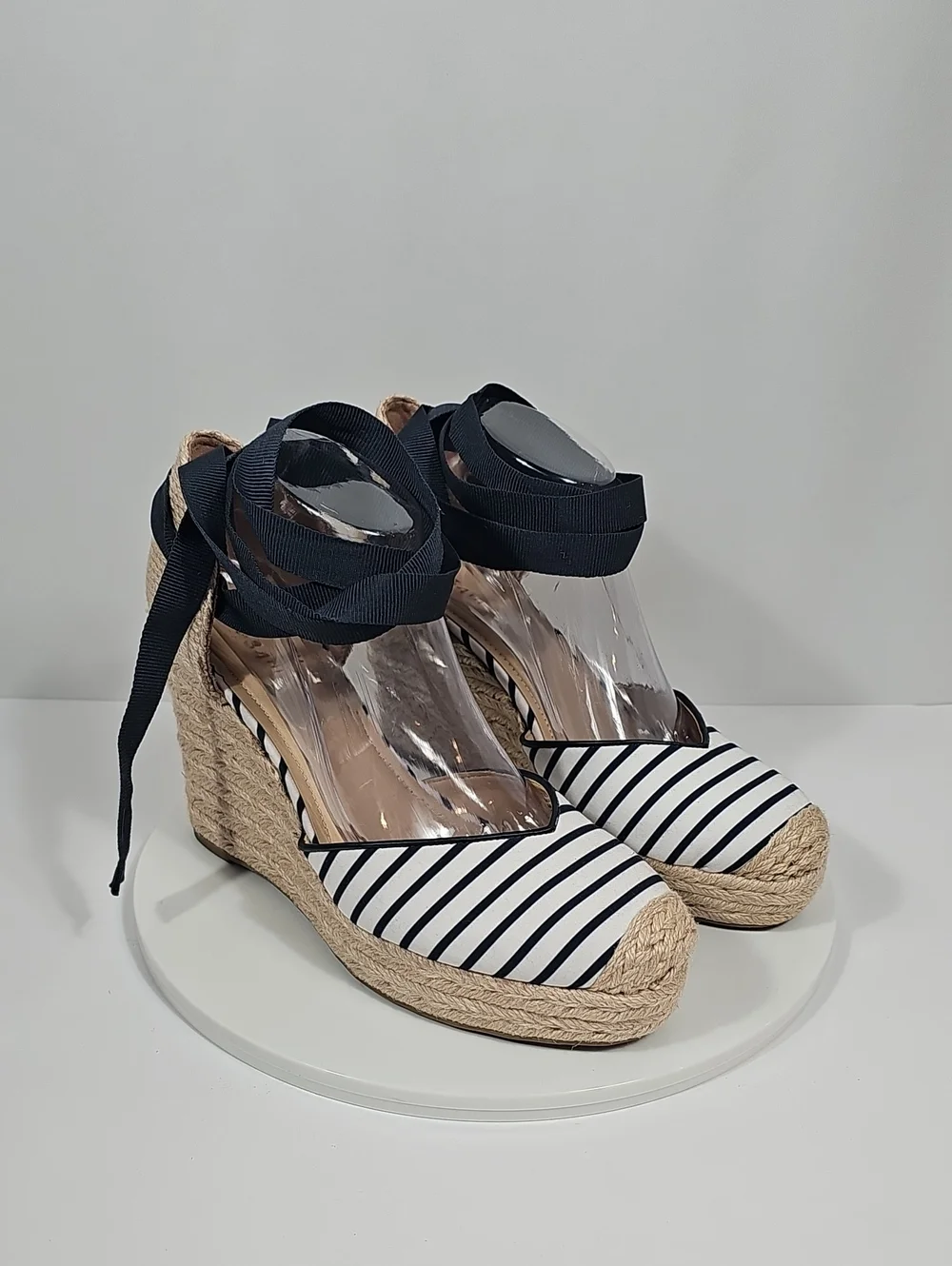 On 34th Melindaa Espadrille Wedge Stripe Lace Up Sandals 9.5 NIB Balletcore